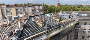 Reportage isalation TRISO-TOITURE avec SER BTP  à Toulouse, place de Bologne  (31)