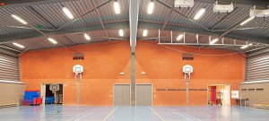 Interior of a large school gym hall
