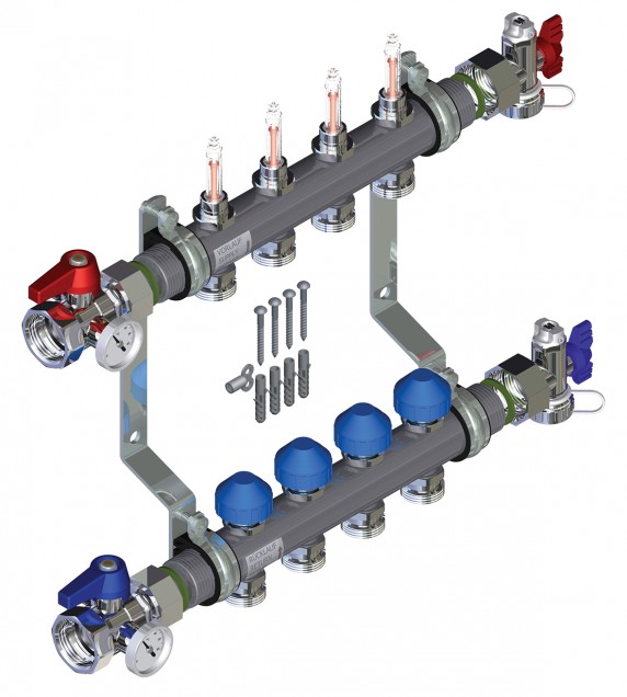 Collecteur de chauffage equipe en acier inoxydable