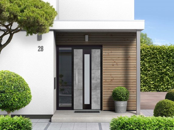 3d,Rendering,Of,A,Modern,Home,Entrance,With,Front,Door