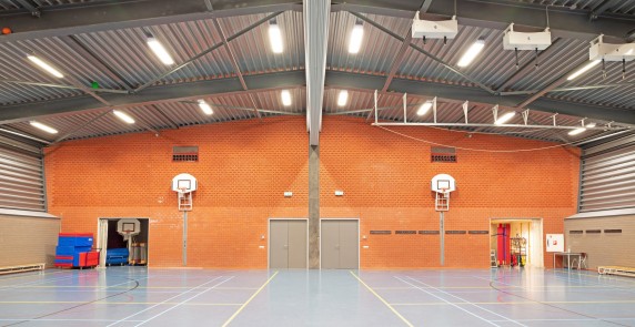 Interior of a large school gym hall