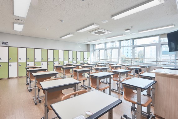 classroom with school desk