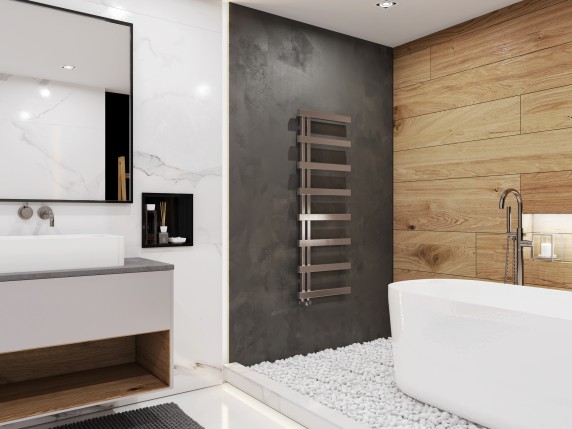 Acova_RAD_Collection Signature_Alban-140-50-HY-NoThermostate-Noir brosse_Milieu_WoodAndPebblesBathroom-2